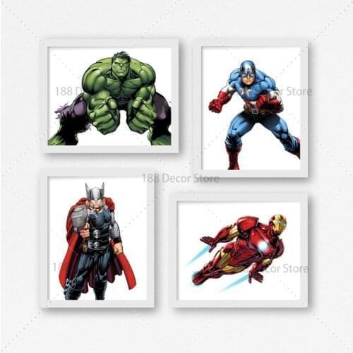 Cartoon Avengers Superheroes Wall Art Canvas Print Painting Marvel Ironman Poster Children Room Home Decor Nordic Mural Cuadros