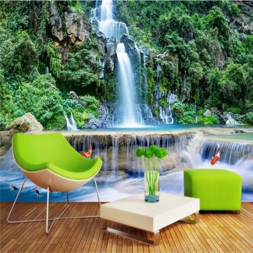 Beibehang Wallpaper Mural Wallpaper Mountain Waterfall Water Landscape 3D Mural Landscape Wall papel de parede