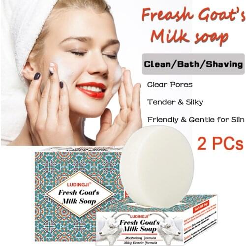 Natural Goat Milk Soap 3.5OZ 2 Pack Gently Cleanses and Nourishes Sensitive Skin, Treat for Acne, Itch, Rich in Vitamin E, Goats