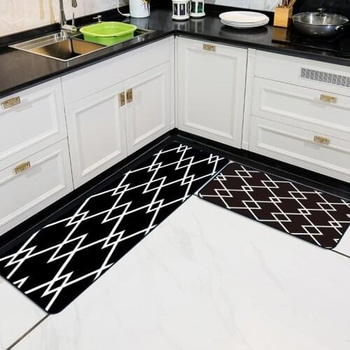 Non-Slip Kitchen Mat Modern Black White Geometric Lines Living Room Decorative Carpet Home Entry Rugs Bedside Area Floor Mats