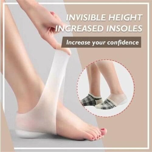 Invisible Height Silicone Insoles Increase Socks Heel Pads Silicone Unisex Insoles Foot Massage Elastic Breathable Insoles B7948
