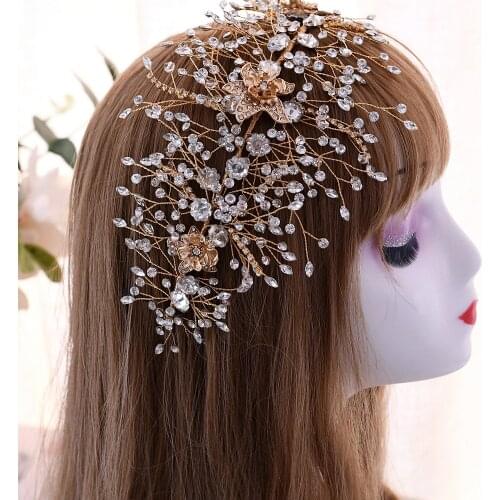 HP286 Delicate Bridal Headwear Crystal Wedding Hair Accessories Headdress for Women Bride Crown Rhinestone Bridal Hair Accessory