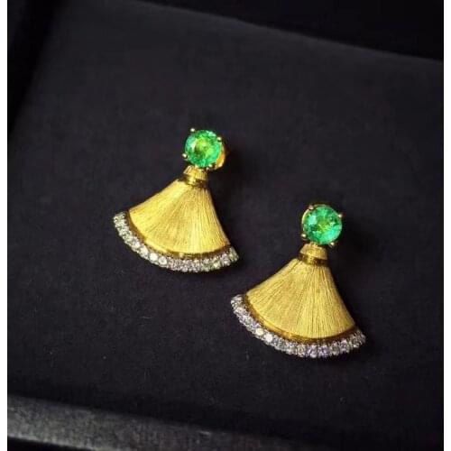 New pattern Natural emerald earrings, Colombian emeralds, professional natural gem shop, 925 silver, like to come