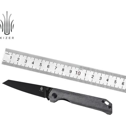Kizer Camping Knife Begleiter Mini V3458RN2 2021 New Black Micarta Handle with N690 Steel Black Blade Outdoor EDC Tools