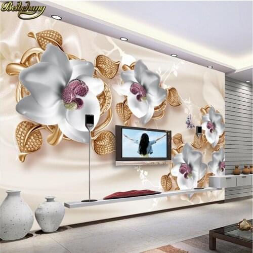 Beibehang papel de parede Custom Photo Wallpaper 3D Fresco Luxurious 3D Jewelery Flower Living Room TV Background Wall