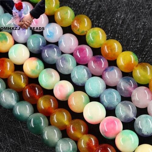 OMH Z22 10mm Hand Polished Processing Colorful Jade Diy Accessories Decorated Semi-finished Agate Jade Round String Loose Beads