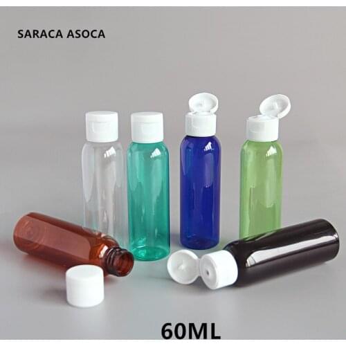 Wholesale 50pcs/lot 60ml PET Plastic Bottles Portable Flip Lotion Cosmetic bottle