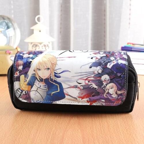 Fate stay night Anime Pencil Case Students Stationery Bag Double-zipper Cosmetic Cases for Men and Women