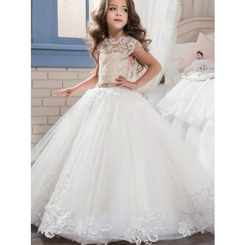 Flower Girl Dresses Vestidos daminha Kids Evening Pageant Gowns Beads First Communion Dresses For Girls