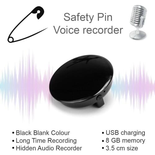 Safety Pin Voice Recorder Professional HD Noise Reduction HiFi MP3 Player Digital Audio Recorder 68H Long Time Standby