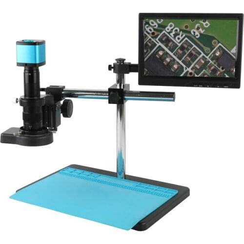 2K 48MP HDMI USB 1080P Industrial Digital Video Microscope Camera+200X 500X C Mount Lens +56 LED Ring For Phone PCB Soldering