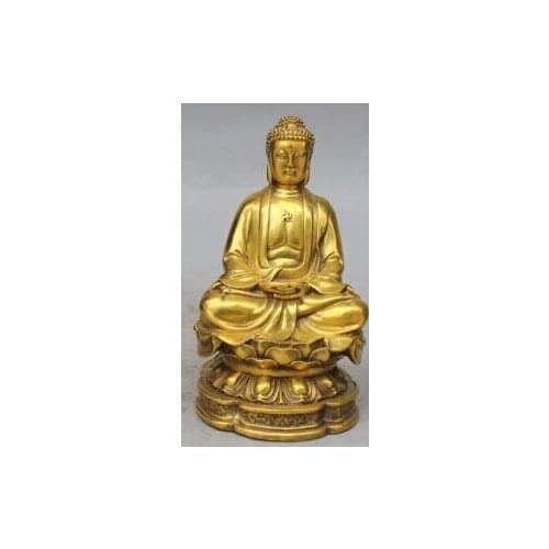 RHS0023 7"Chinese Tibet Buddhism Bronze Seat Shakyamuni Tathagata Amitabha Buddha Statue