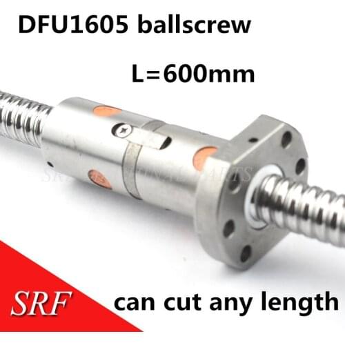 16mm Dia Ballscrew RM1605 set:1pcs 1605 Rolled ball screw L=600mm C7 +1pcs Double Ball nut