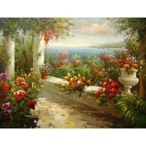 Mediterranean scenery seaside Arts Handmade Needlework Embroidery DIY Cross Stitch Kit Crafts 14CT Unprinted Home decoration