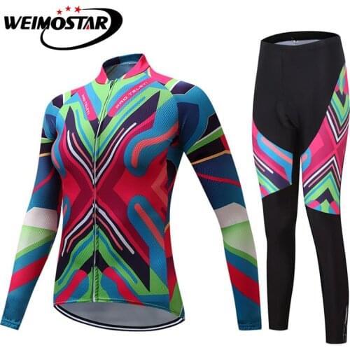 TELEYI Cycling Jersey Men Long Sleeve MTB Winter Bicycle Clothing Sets Ropa Ciclismo Bike Jersey Riding Long Pants Pad Sets