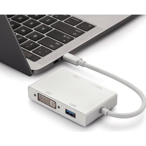 USB C USB 3.1 Type C to HD VGA DVI USB 3.0 Adapter Cable 4 In 1 USB-C Converter for Laptop Macbook USB C HUB Splitter