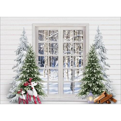 VinylBDS 3X2M Christmas Photography Backdrop Xms Tree Photographic Background White Door Party Decotation Studio Backdrop