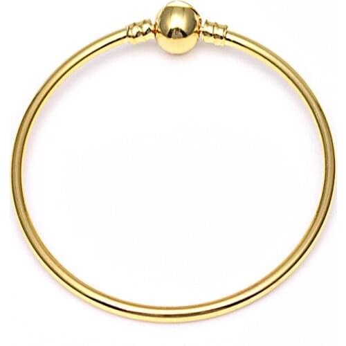 Golden Round Clip Base Chain Bracelets Fit Original European Charms Pulsera Men Jewelry for Women Bangles Beads Kid DIY Berloque