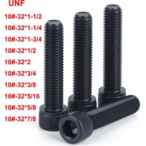10Pcs UNF 10#-32*5/16 3/8 1/2 5/8 3/4 7/8 1-1/4 1-1/2 1-3/4 2 inch Hex Socket Cup Head Screw Allen Bolt 12.9 Grade Carbon Steel