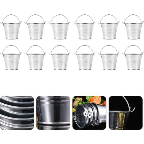 12pcs Convenient Practical Mini Buckets Small Metal Buckets for Party Decoration