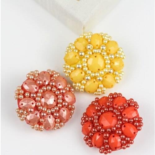 4Pcs Diameter 38MM high-grade yellow red pearl button Cashmere woolen coat leather button clothing accessories C023
