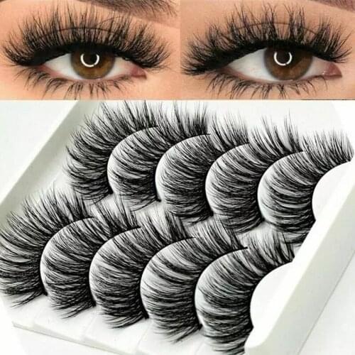 5 Pairs Natural Hair False Eyelashes Cross False Eyelashes Long Messy Makeup Fake Eye Lashes Extension Makeup Beauty Tool Lashes