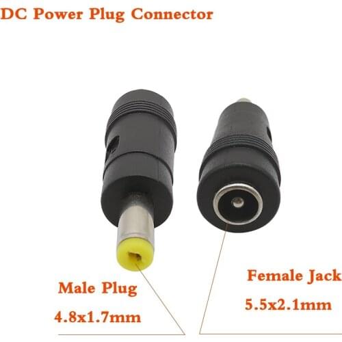 5Pcs DC Power Supply Connector 4.8x1.7mm Male to 5.5x2.1mm Female DC Power Jack Connector 4.8x1.7 to 5.5x2.1 DC Power Plug Jack