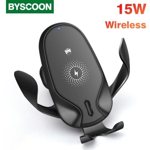 Byscoon 15W Qi Wireless Car Charger Phone Holder For Samsung S21 Ultra S20 FE S10 S9 Plus Fast Charging For Samsung Note 20 10 9