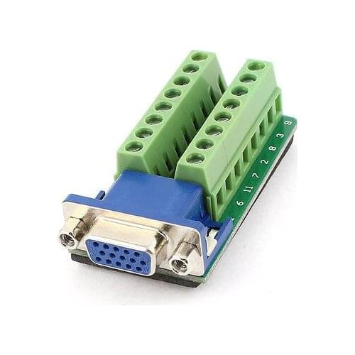 D-SUB DB15 VGA Female 15Pin Jack Port to Terminal Breakout Board Connectors