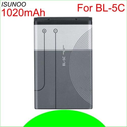 ISUNOO 5pcs/lot BL-5C Battery For Nokia C2-06 C2-00 X2-01 1100 6600 6230 5130 2310 3100 6030 3120 3650 6263 7610 BL-5CA BL-5CB