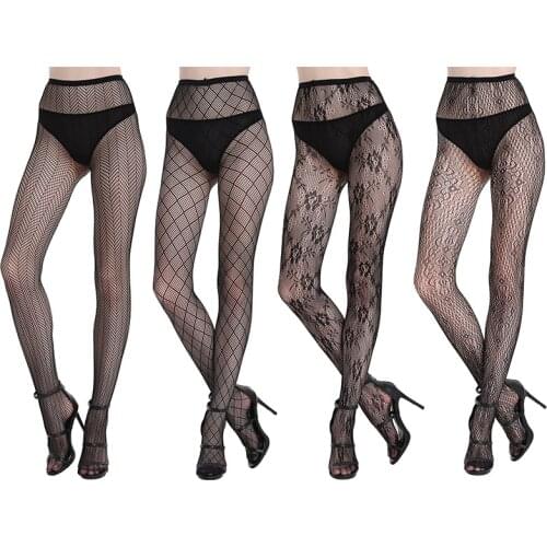 Joyaria 4 Pair Women Sexy Lace Stockings Patterned Tights Fishnet Floral Stockings Thigh-Highs Stockings Pantyhose Sexy Lingerie
