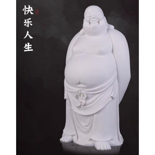 Ceramics Porcelain Pure White Maitreya Bodhisattva Guanyin Ksitigarbha Approximately 25cm Height Chinese Buddha Statue Fengshui