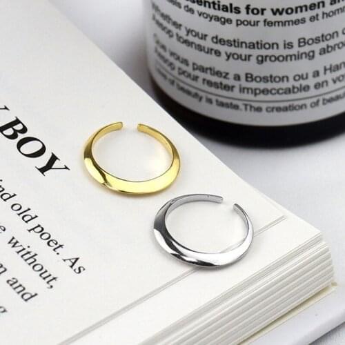 100% 925 Sterling Silver Open Ring for Women INS Minimalist New Design Gold Color Jewelry Bijoux Birthday