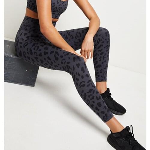 Leopard Printed Sport Leggings for Women US Size Fitness Leggings Push Up GYM Tights Stretchy High Rise Yoga Pants