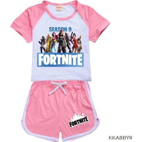 Fortnites Summer Comfortable T-Shirt + Shorts for Boys and Girls Leisure Sports Kids Clothing Set