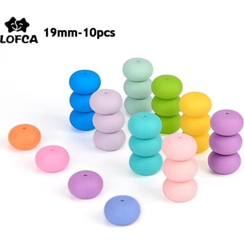 LOFCA 19mm Silicone Abacus Beads 10pc Children Handmade DIY Toy Food Grade Silicone Abacus Necklace Pearl Silicone Teething