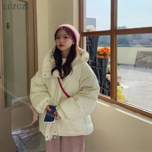 LUZUZI 2021 Candy Color Winter Women 90% White Duck Down Jacket New Oversized Warm Puffer Coat Female Hooded Loose Snow Outwear