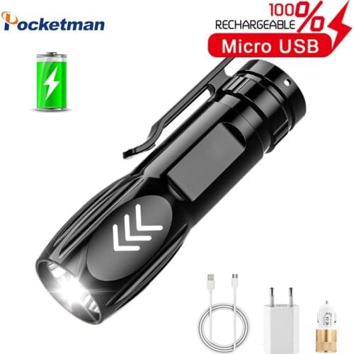 30000LM USB Rechargeable Mini LED Flashlights Super Bright Hand Torch ABS Lightweight Material Flashlight For Camping Lantern