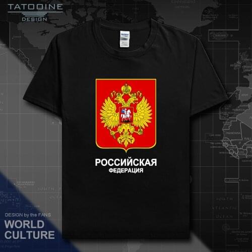 Russian Federation Russia Arm of Coat mens t-shirt nation team t shirt fans tops streetwear Sports tees RUS country flag RU Tee