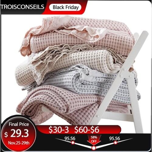 Skin-friendly Soft Sofa Cotton Bed Blanket Home Office Travel Nap Blanket Japanese Simple Warm Four Seasons Plaid Cover Blanket