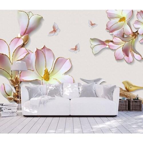 Papel Mural 3d Flower Wallpaper Mural wall stickers for living room 3d Photo Mural 3D flower Wall paper Decor Wall Decals Art