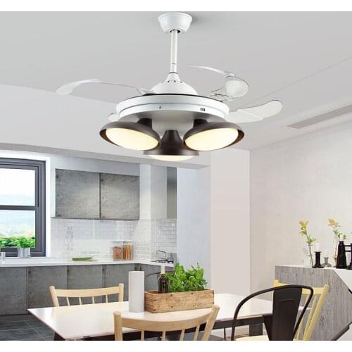 Nordic Modern ABS Copper Remote Control Ceiling Fan With Light Hidden Blade Ceiling Fan Lamp Remote Control With Lights