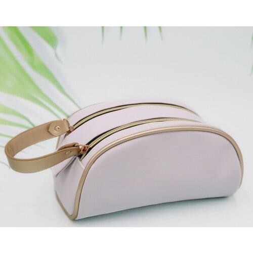 2019 New Style Korean-style Double Zipper Storgage Bag Large Capacity Waterproof Pu Makeup Bag Custom Logo