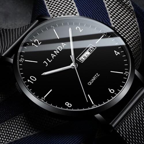 2021 JLANDA New Simple Trend Student Mens Quartz Watch Starry Sky Luminous Calendar Mesh Belt Waterproof Watch Luxury