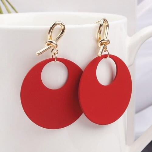 New Fashion Bow tie Round Pendant Earrings for Women Geometric Metal Bowknot Dangle Earring Party Jewelry oorbellen