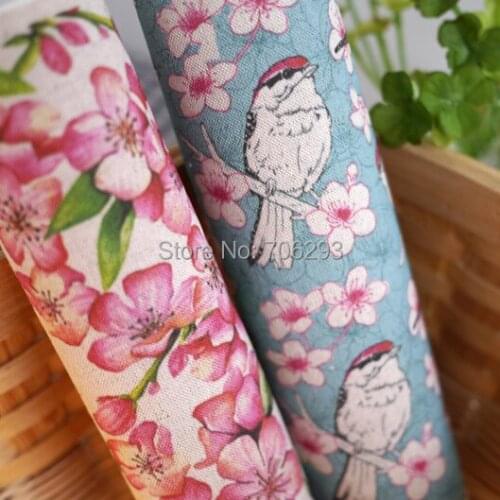 Hand dyed 2Assorted Cotton Linen Printed Quilt Fabric For DIY Sewing Patchwork Home Textile Decor 20X30cm Spring &birds series