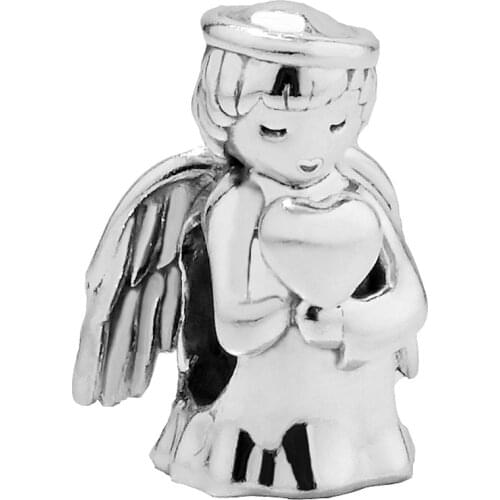 Original Smooth Angel Wings Of Love Heart Beads Fit 925 Sterling Silver Bead Charm Pandora Bracelet Bangle DIY Jewelry