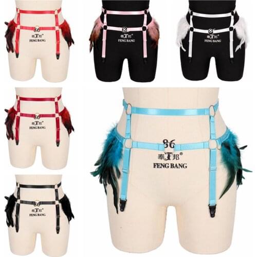 Feathers Accessories Harness Garters Elastic Goth Lingerie Cage Suspender Belt Bondage Sexy Wedding Garter Fetish Leg Stockings