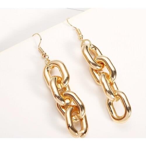 Fashion 1 Pair Punk Style Thick Link Chain Dangle Earrings For Women Charm Pendant Long Geometric Drop Earring Jewelry Gift