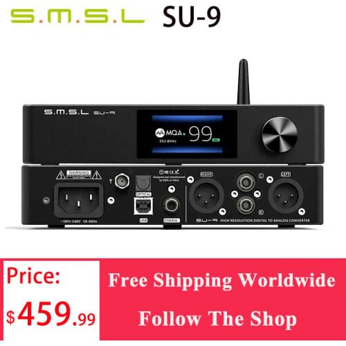 SMSL SU-9 MQA USB Full Decoder Bluetooth 5.0 ES9038Pro DAC 2nd Gen XMOS DSD512 PCM768kHz/32Bit UAT LDAC USB Balanced Decoder SU9